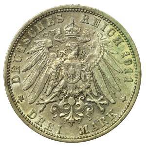 Germany, Baden, Friedrich II, 3 marks 1911 (992)