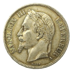 Francja, Napoleon III, 5 franków 1868, Paryż (996)