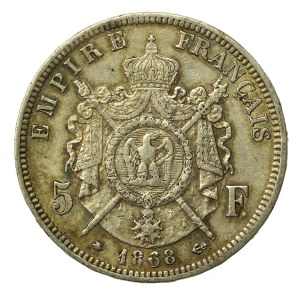 Francja, Napoleon III, 5 franków 1868, Paryż (996)
