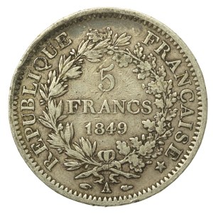 France, Second Republic, 5 francs 1849, Paris (998)