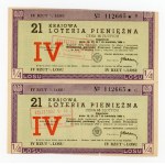 21 National Money Lottery, Cracow 1958 B and C. Total of 2 pcs. (1251)