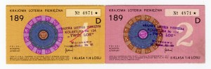 189 National Money Lottery, Cracow 1973 1st and 2nd class. Total of 2 pcs. (1252)