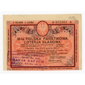16 Loteria Klasowa, Kraków 1927 (1255)