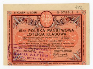 16 Class Lottery, Krakow 1927 (1255)