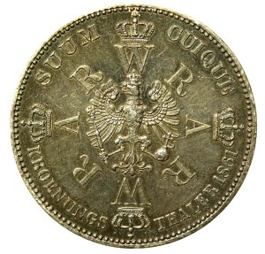 Germany, Prussia, Wilhelm and Augusta, coronation thaler 1861 A, Berlin, UNC (633)