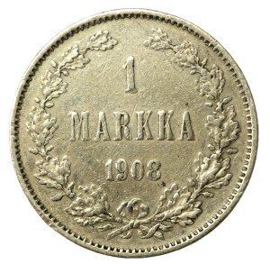 Finland, Russian occupation, Nicholas II, 1 mark 1908 (642)