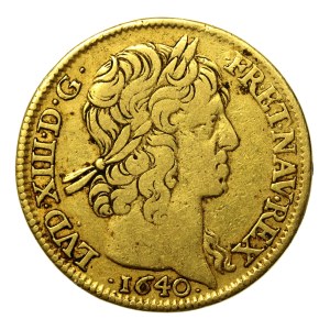 Francja, Ludwik XIII, Podwójny louis d'or 1640 A, Paryż (700)