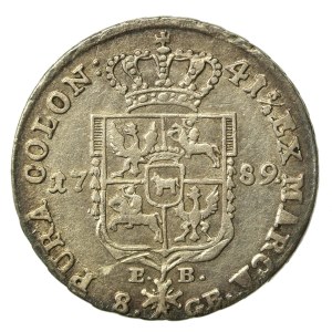 Stanislaw August Poniatowski, 8 silver pennies (two-zloty) 1789 E.B., Warsaw (708)