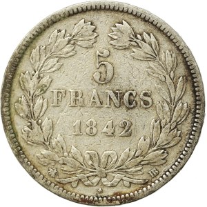 France, Louis Philippe I, 5 francs 1842, Strasbourg (681)