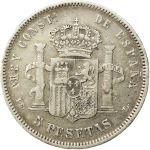 Spain, Alfonso XIII, 5 pesetas 1893 PGL (685)