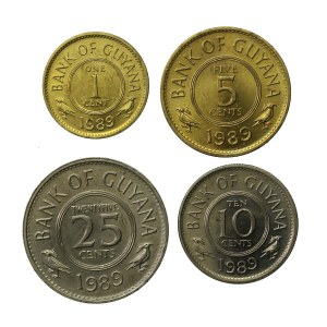 Guyana 1, 5, 10 and 25 cents 1989 Total of 4 pcs. (132)