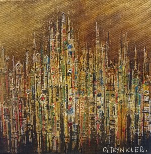 Gabriela Trynkler, Golden City, mixed technique on canvas