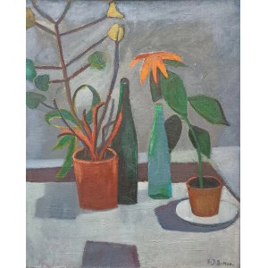 Eleonora Jagaciak-Baryłko, (1925-2016) , martwa natura z kwiatami, olej na płótnie