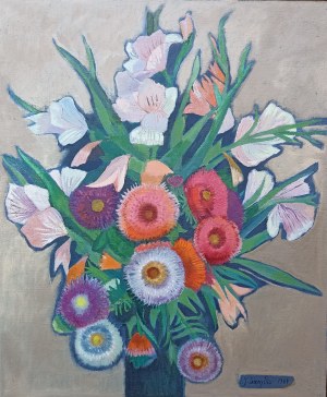 Eleonora Jagaciak-Barylko, (1925-2016) , still life with flowers, oil on canvas