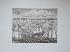 Eleonora Jagaciak-Baryłko, Sopot Sailboat Parade, etching 35/60,