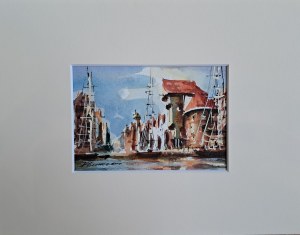 Krzysztof Suchomski, Długie Pobrzeże, watercolor on paper
