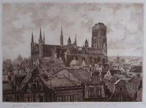 Wojciech Górecki, Gdańsk over the Roofs, etching