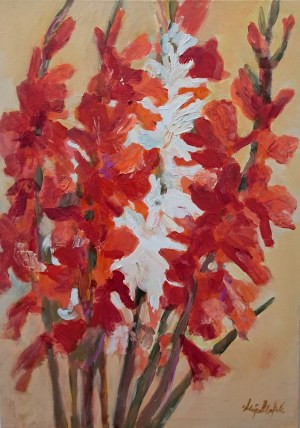Maja Majewska- Keane, Gladiole, acrylic on canvas