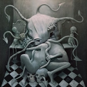 Krzysztof Iwin, Chaos, oil on panel