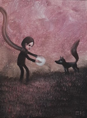 Krzysztof Iwin, Encounter with a metaphysical fox, acrylic on canvas