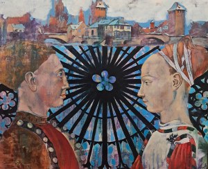 Rita Staszulonok,Family Portrait, oil on panel