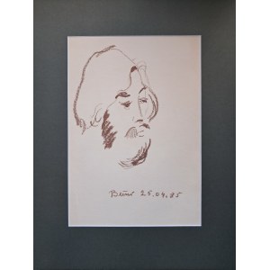 Bronisław Tusk, (Buni) (1935-2000), autoportret z 1985, sangwina na papierze