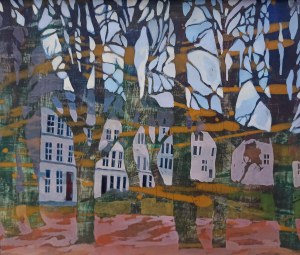 Rita Staszulonok, Card from a Calendar VIII, tempera on panel