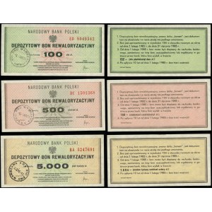 Polsko, sada: poukázky na 100, 500 a 5 000 zlotých, 1982