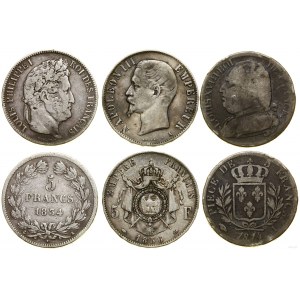 Francúzsko, sada 3 x 5 frankov, 1834 A, Paríž