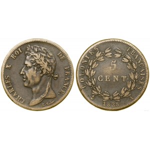 French Guiana (1780-1846), 5 centimes, 1828 A, Paris