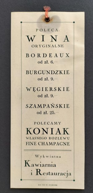 [Advertisement] Wine Cellars of the European Holet. Warsaw [Second Republic].