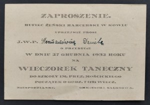 [Scouting] Invitation to a dance night. Girl Scout troop. KOWEL [1932].
