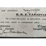 [Harcerstwo] Legitymacja sportowa H.K.S. VARSOVIA. Warszawa [1925]