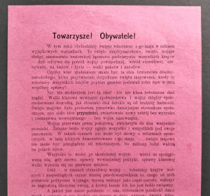 [May 1] Central Workers Committee of the Polish Socialist Party - Comrades ! Citizens ! Warsaw [1915].