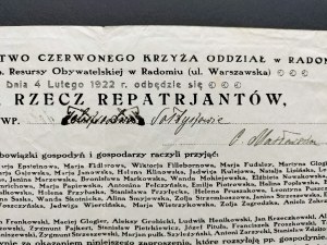 POLISH RED CROSS SOCIETY. BALL FOR REPATRIATES. Radom [1922].