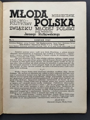 MŁODA POLSKA. Monthly ideological and political magazine of the Union of Young Poland. Set of issues 1-5. Warsaw [1937].
