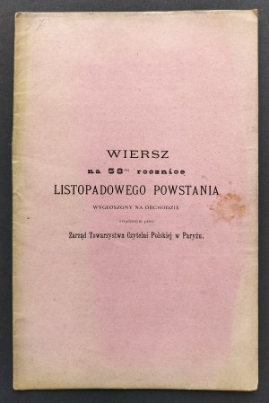 [Great Emigration] A VERSION for the 58th anniversary of the NOVEMBER Uprising [...]. Paris [1888].