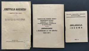 [All-Polish Youth & Union of Independent Socialist Youth] Set of 3 pamphlets. Kraków-Warsaw [1916-1924].