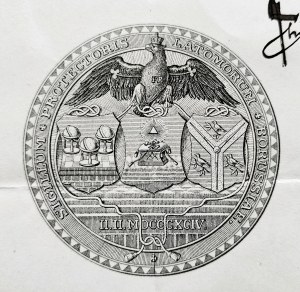 [MASONERY] FRYDERYK Leopold Prince of Prussia - Letter to the Grand Master of the Prussian Lodge Brother Eberlein authorizing the establishment of a Masonic lodge in Warsaw subordinate to the Grand Lodge of Prussia, dated. Klein-Glieniecke 1 December 1915