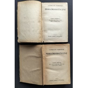 NORWID Cypryan - Pisma dramatyczne. Część I oraz II. Wydanie i nakład Z. Przesmyckiego. Warszawa [1937]