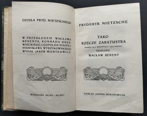 [Etching - Siedlecki F.] NIETSCHE Frederick - Tako rzecze Zaratrustra. A book for everyone and for no one. Warsaw [1904].