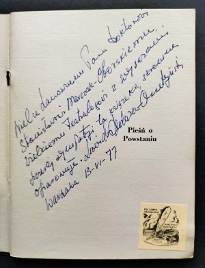 [Dedication][MARCZAK-OBORSKI Stanisław] JASIŃSKI Zbigniew - Song of the Uprising. From the Ossetian Theatre Tour of the United States and Canada. Detroit [1957].