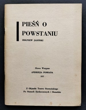 [Dedication][MARCZAK-OBORSKI Stanisław] JASIŃSKI Zbigniew - Song of the Uprising. From the Ossetian Theatre Tour of the United States and Canada. Detroit [1957].