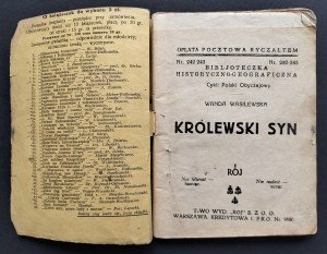 [Wyd.1] WASILEWSKA Wanda - The royal son. Warsaw [1935].