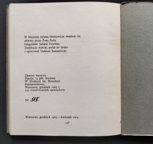 [TUWIM] Ex-libris of Julian Tuwim. A collection of dedications to the poet. Block-Notes of the Mickiewicz Museum 4/ 64. 