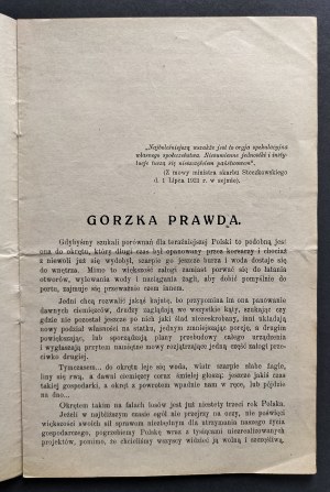 TRÊBICKI Stanislaw - Bitter Truth. Voice of One of the Poles [Brochure № 7]. Warsaw [1921].