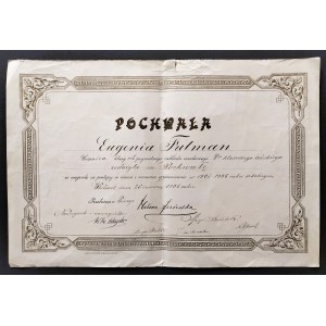 GRATULUJEME žákyni Eugenii FULMAN. Wloclawek [1906].