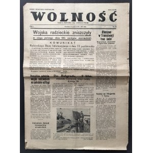 WOLNOŚĆ. Gazeta frontowa dla ludności Polski. R. 1. Nr 45. 15.X. Poczta polowa 48251-A [1944]