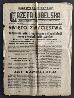 GAZETA LUBELSKA. Extraordinary issue. No. 86. May 9, 1945. Lublin.