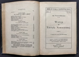 WERNER SILBESSTREIN Ada - Introduction to Modern Aesthetics. PART 1. From the aid of the Kasa imienia Józefa Mianowskiego. BIBLJOTEKA ESTETYCZNA. Serja 1. Volume I. Warsaw [1911].